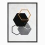 Quadro em Tela Canvas Geométrico Hexágonos em Tons Escuros