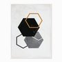 Quadro em Tela Canvas Geométrico Hexágonos em Tons Escuros