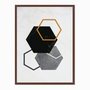 Quadro em Tela Canvas Geométrico Hexágonos em Tons Escuros