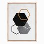 Quadro em Tela Canvas Geométrico Hexágonos em Tons Escuros