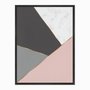 Quadro em Tela Canvas Geométrico Tons de Cinza com Rosa