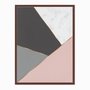 Quadro em Tela Canvas Geométrico Tons de Cinza com Rosa