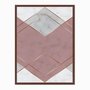 Quadro em Tela Canvas Geométrico Triângulo Rosa com Linhas Douradas