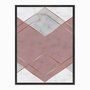 Quadro em Tela Canvas Geométrico Triângulo Rosa com Linhas Douradas