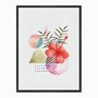 Quadro em Tela Canvas Geométricos com Flor Vermelha