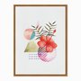 Quadro em Tela Canvas Geométricos com Flor Vermelha