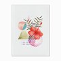 Quadro em Tela Canvas Geométricos com Flor Vermelha