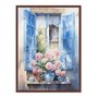 Quadro Em Tela Canvas Janela Florida Aquarela Vintage
