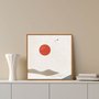 Quadro Em Tela Canvas Montanhas Com Sol Vermelho Estilo Japandi