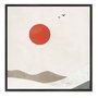 Quadro Em Tela Canvas Montanhas Com Sol Vermelho Estilo Japandi