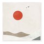 Quadro Em Tela Canvas Montanhas Com Sol Vermelho Estilo Japandi