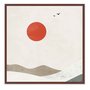 Quadro Em Tela Canvas Montanhas Com Sol Vermelho Estilo Japandi