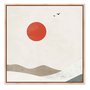 Quadro Em Tela Canvas Montanhas Com Sol Vermelho Estilo Japandi