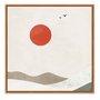 Quadro Em Tela Canvas Montanhas Com Sol Vermelho Estilo Japandi