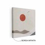 Quadro Em Tela Canvas Montanhas Com Sol Vermelho Estilo Japandi