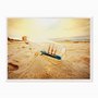 Quadro em Tela Canvas Navio em Garrafa na Praia