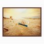 Quadro em Tela Canvas Navio em Garrafa na Praia