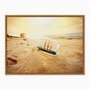 Quadro em Tela Canvas Navio em Garrafa na Praia