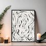 Quadro Em Tela Canvas Padrão De Curvas Abstrato Estilo Japandi