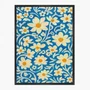 Quadro Em Tela Canvas Padrão Floral Estilizado: Margaridas Brancas e Amarelas em Fundo de Arabescos Azul-Cobalto