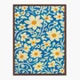 Quadro Em Tela Canvas Padrão Floral Estilizado: Margaridas Brancas e Amarelas em Fundo de Arabescos Azul-Cobalto
