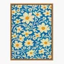 Quadro Em Tela Canvas Padrão Floral Estilizado: Margaridas Brancas e Amarelas em Fundo de Arabescos Azul-Cobalto