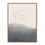 Quadro Em Tela Canvas Paisagem Aquarela Pássaros Nas Montanhas Estilo Japandi