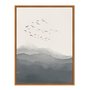 Quadro Em Tela Canvas Paisagem Aquarela Pássaros Nas Montanhas Estilo Japandi