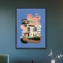 Quadro em Tela Canvas Paisagem Com Casas Abstratas
