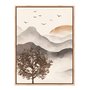Quadro Em Tela Canvas Paisagem Em Aquarela Pôr Do Sol Estilo Japandi