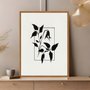 Quadro Em Tela Canvas Ramo Com Flor Minimalista Estilo Japandi