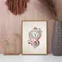 Quadro Em Tela Canvas Relógio Com Flores Vintage Farmhouse