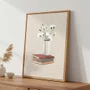 Quadro Em Tela Canvas Vaso de Flores e Livros Estilo Modern Heritage