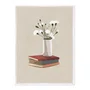 Quadro Em Tela Canvas Vaso de Flores e Livros Estilo Modern Heritage
