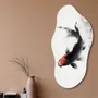 Quadro Orgânico Decorativo Koi Pintura de Carpa Nishikigoi Preta no Estilo Sumiê com Moldura em Couro Sintético