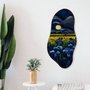 Quadro Orgânico Decorativo Pintura Jardim de Flores Azuis e Amarelas com Moldura Flexível Metalizada
