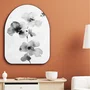 Quadro Orgânico Decorativo Ran Arte de Flor Orquídea Ornamental no Estilo Sumiê com Moldura em Couro Sintético