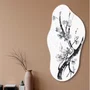 Quadro Orgânico Decorativo Ume Pintura de Galhos de Amexeira no Estilo Sumiê com Moldura em Couro Sintético com Moldura