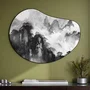 Quadro Orgânico Decorativo Yama Pintura de Montanha no Estilo Sumiê com Moldura em Couro Sintético