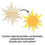 Tábua de Pinus Recortada para Artesanato em Forma de Sol