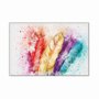 Tela Decorativa em Tecido Canvas Penas Coloridas Vibrantes